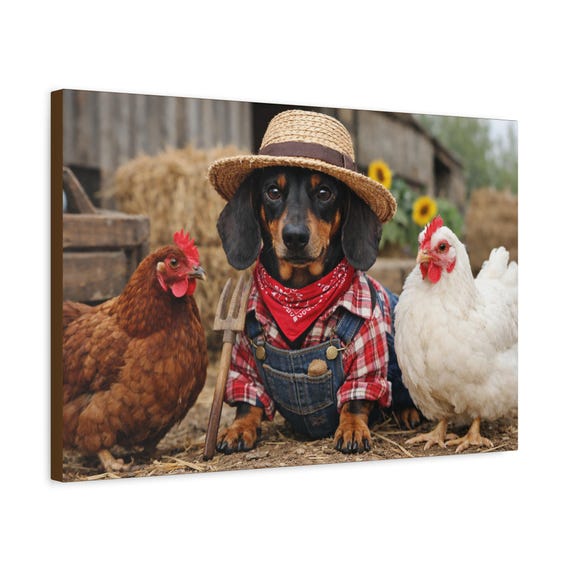 Dachshund on Farm Canvas Print | Matte Canvas Stretched | Ready to Hang