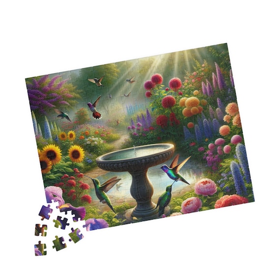 Hummingbird Garden Jigsaw Puzzle: Nature-Themed Relaxation (110-520 Pieces)