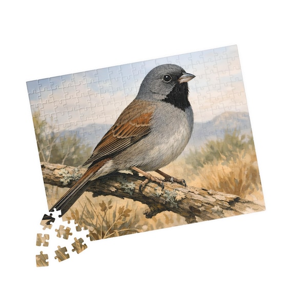 Black Chinned Sparrow Bird Illustration Jigsaw Puzzle 110-520 Pieces Nature Wildlife Educational Gift
