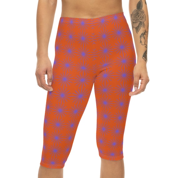 Starburst Capri Leggings, Women's Workout Pants, Yoga Leggings, Running Tights, Active Wear, Gym Clothes