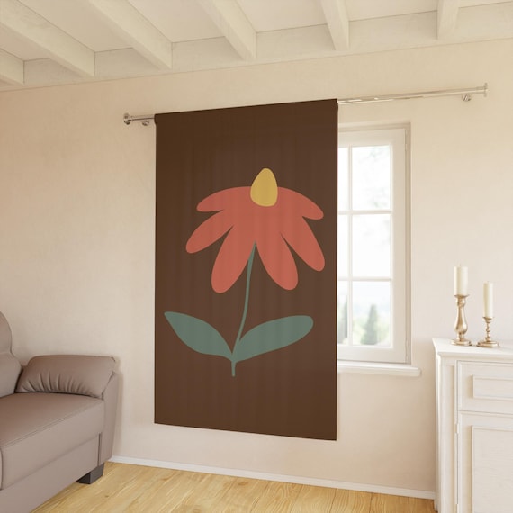 Boho Floral Window Curtain, Vintage Home Decor, Minimalist Interior, Room Divider, Gift for Housewarming, Stylish Privacy Curtain, Floral