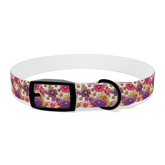 Colorful Floral Dog Collar - Adjustable Collar with Flower Design