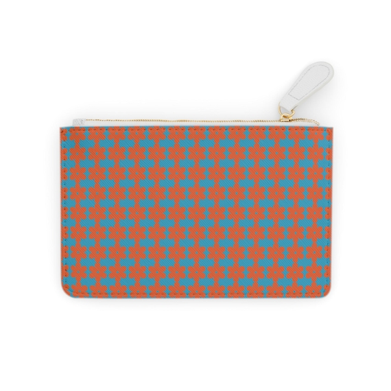 Turquoise Mini Clutch Purse featuring Bold Orange Flower Pattern