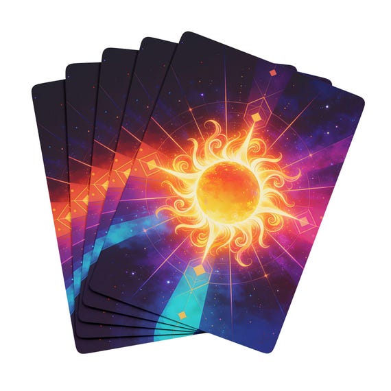 Radiant Sun Tarot Style Poker Playing Cards | Cosmic Sunback Deck