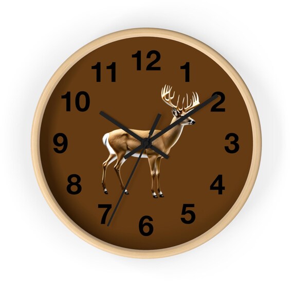 Rustic Deer Wall Clock: Cabin Decor, Nature Art