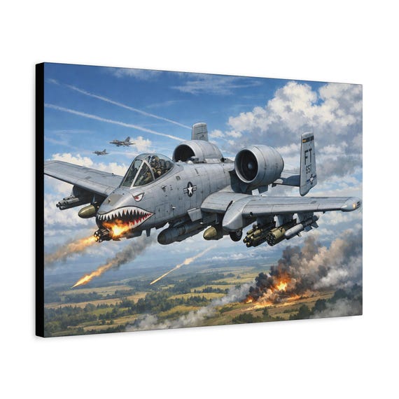 A-10 Warthog Attack Aircraft Canvas Print | Shark Mouth Design