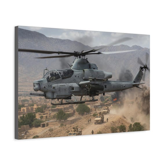 Bell AH-1Z Viper Attack Helicopter Matte Canvas Print | Military Aviation Wall Art Decor Gift