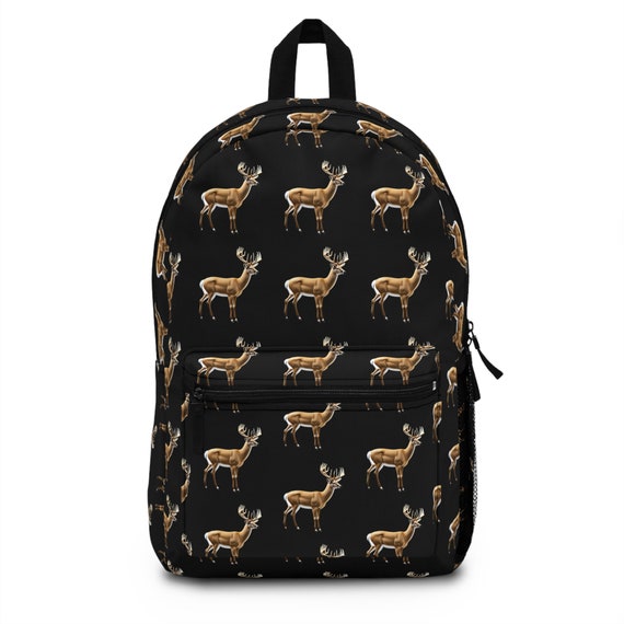 Deer Patterned Black Backpack - Perfect Back to School Gift - Unique Backpack for any Student