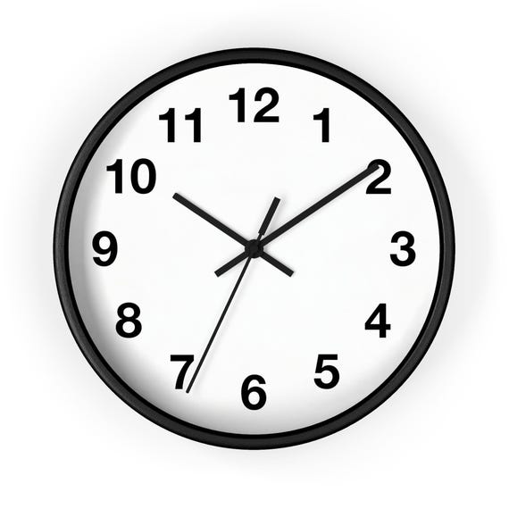Minimal White Numeric Wall Clock Modern Black Round Frame Silent Home Office Decor