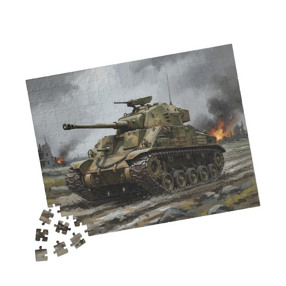 WWII M3 Lee Tank Battle Illustration Puzzle 110-520 Piece | Military Scene Jigsaw