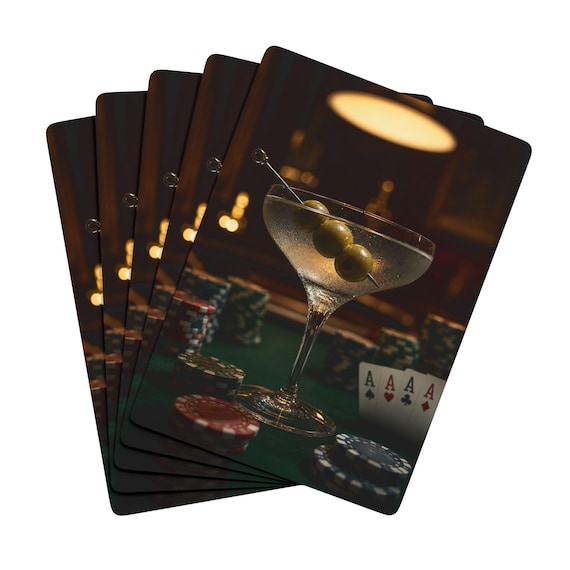 Martini & Poker Playing Cards | Casino Night Deck, Ace of Spades Design