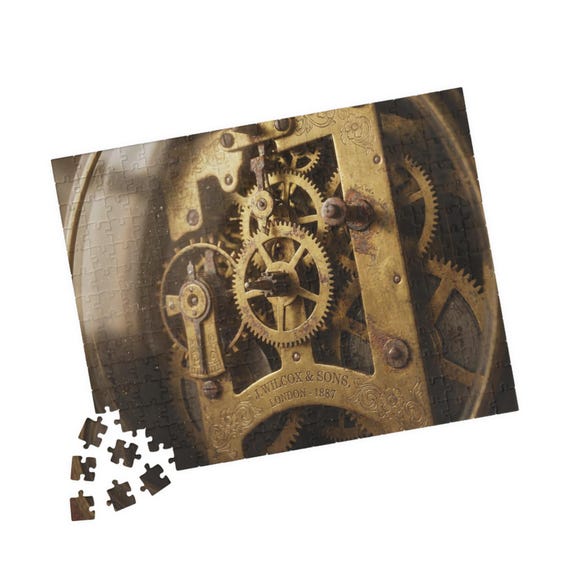 Vintage Clockwork Gears Mechanical Steampunk Jigsaw Puzzle 110/252/520 Pieces - Brain Teaser Gift