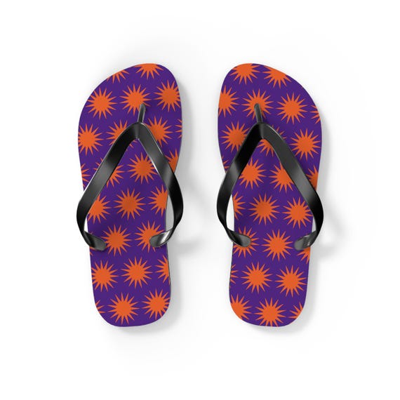Vibrant Sunburst Flip Flops: Trendy Beach Sandals for Summer Vacations, Pool Parties & Outdoor Fun