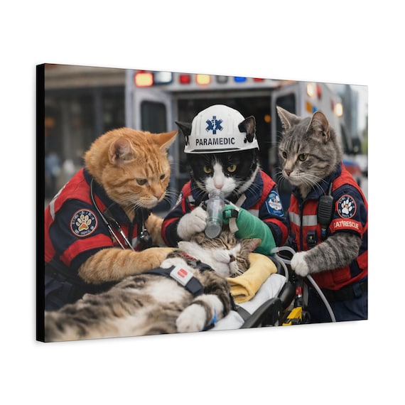 Paramedic Cats Matte Canvas Print | Framed Stretched Ready to Hang Wall Art