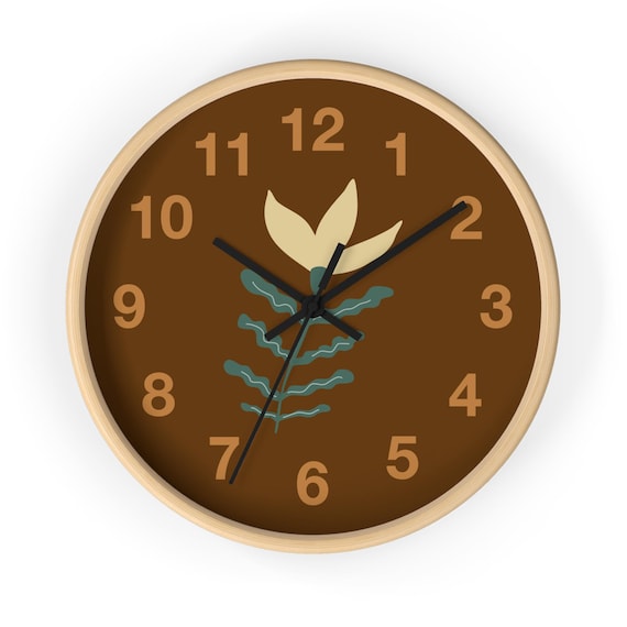 Botanical Wall Clock - Modern Minimalist Wood & Plexiglass Timepiece for Home or Office Decor