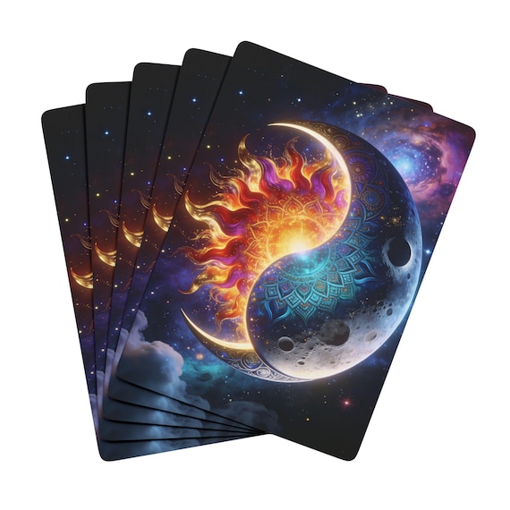 Sun and Moon Yin Yang Poker Playing Cards | Cosmic Tarot Style Deck