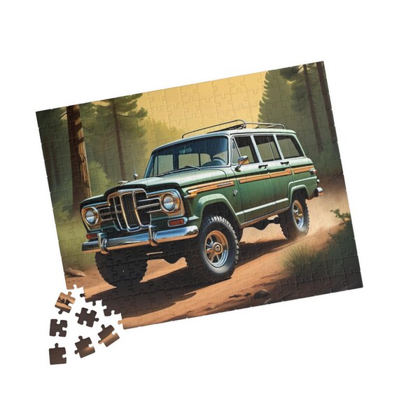 Vintage Green 1966 Jeep Wagoneer Puzzle 110-1014 Piece | Retro Car Jigsaw