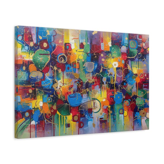 Colorful Abstract Cityscape Matte Canvas | Stretched, Framed. Ready to Hang