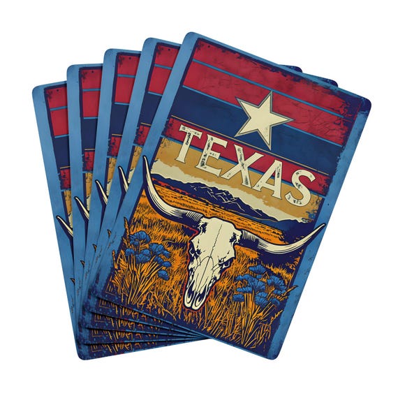 Vintage Texas-Themed Poker Deck: Cowboy-Inspired Playing Cards for Game Night & Western Decor