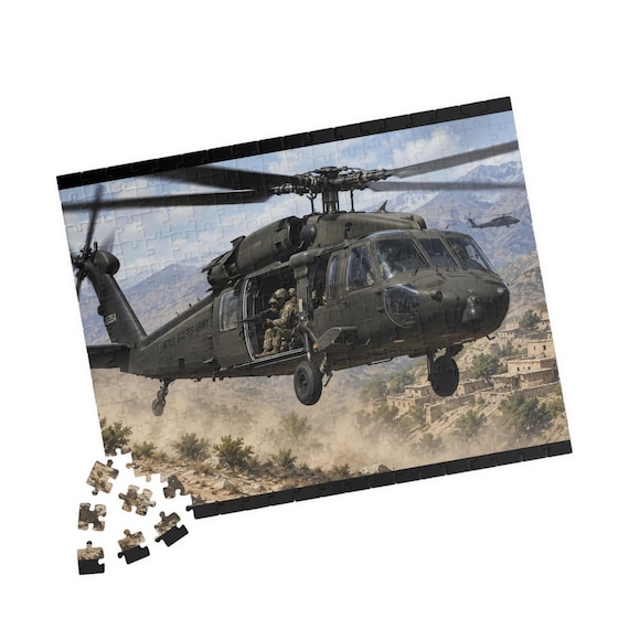 Black Hawk Helicopter Jigsaw Puzzle – Military Aviation Gift (110/252/520 Pieces)