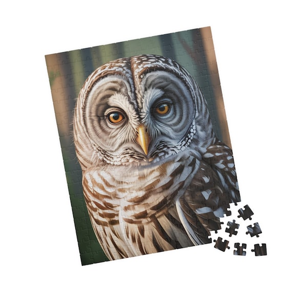 Gray Owl Wildlife Photo Jigsaw Puzzle 110-520 Piece Nature Bird Animal Lover Gift