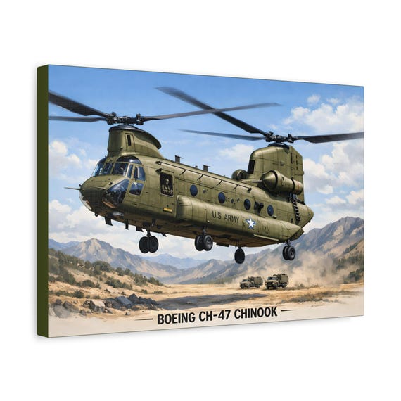 Boeing CH-47 Chinook Military Helicopter Canvas | Matte Stretched Wall Art