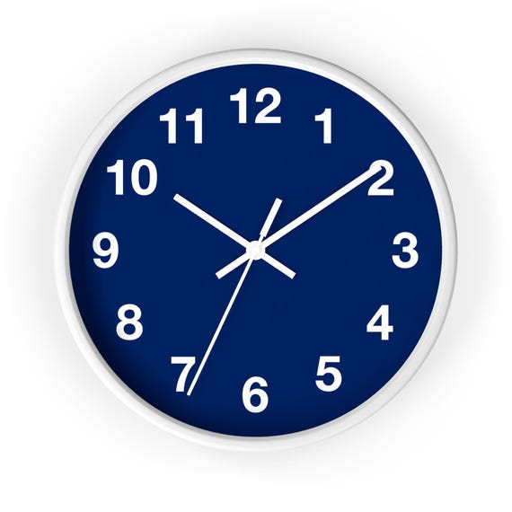 Navy Minimalist Numeric Wall Clock | Modern Home Decor for Living Room, Office & Bedroom