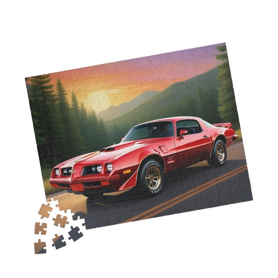Red 1977 Pontiac Firebird Muscle Car Puzzle 110-520 Piece | Retro Sports Car Jigsaw