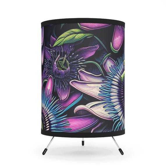 Floral Tripod Lamp, Decorative Night Light, Bohemian Home Decor, Modern Table Light, Soft Lighting for Bedroom