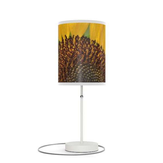 Sunflower Print Table Lamp - Floral Shade Decor for Bedroom, Living Room, Office, Hallway