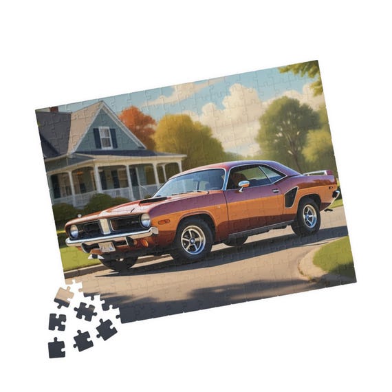 Classic Muscle Car Puzzle | Retro 1970 Plymouth Barracuda Jigsaw 110-520 pcs