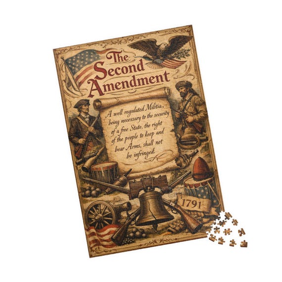 Second Amendment Puzzle 1014 Piece Patriotic Liberty Constitutional Rights Jigsaw USA History Gift