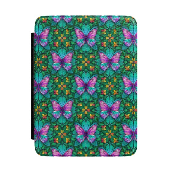 Butterfly Floral Kaleidoscope Kindle Sleeve | Purple Green Nature Pattern Boho eBook Reader Cover