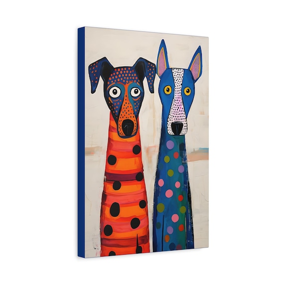 Colorful Dog Canvas Art – Modern Pet Lover Home Print (12x18)