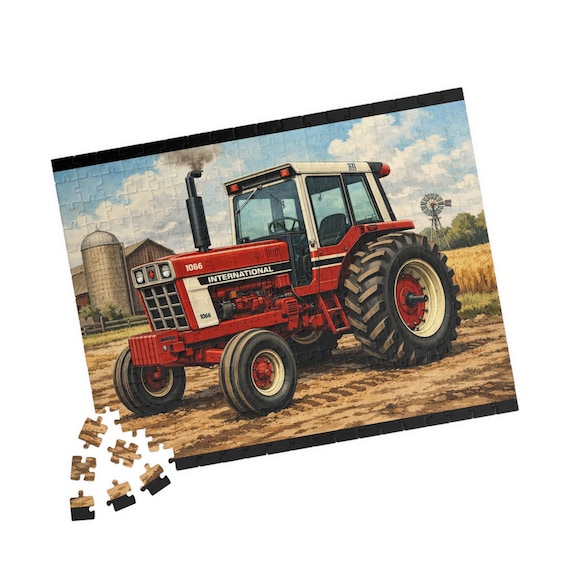 Red Farm Tractor Puzzle 110 to 520-piece | Vintage International Harvester Tractor Jigsaw