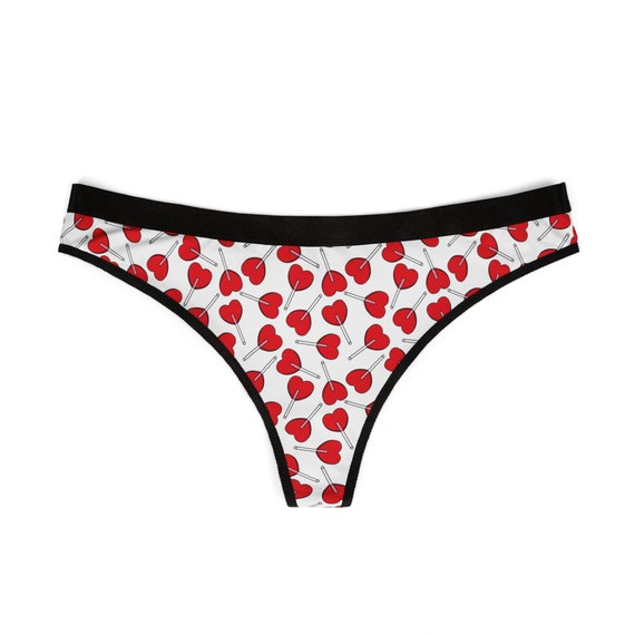 Heart Lollipop Pattern Women's Thong Underwear - Cute and Comfy!