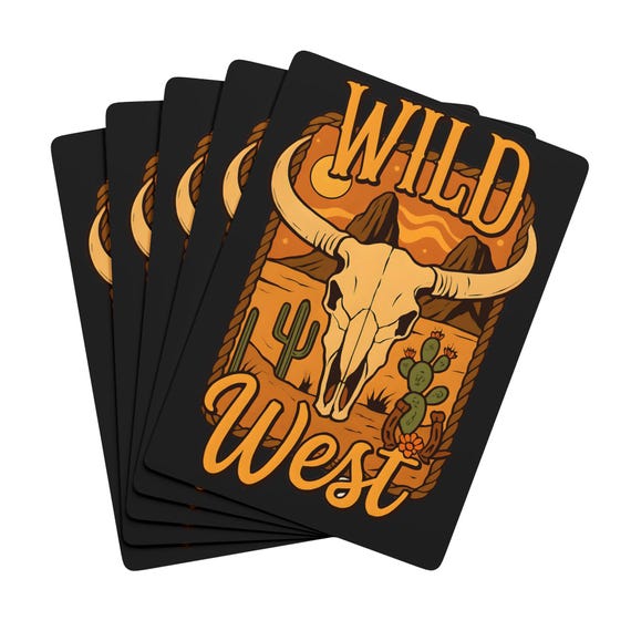 Wild West Poker Cards: Black & Orange Cowboy Deck