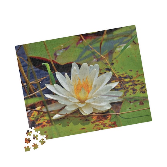 Water Lily Jigsaw Puzzle - Serene Floral Nature Scene, Mindful Activity, USA Made