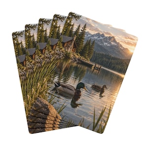 Scenic Lake Cabin Playing Cards, 54-Card Deck with Acrylic Storage Box