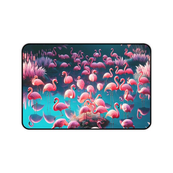 Flamingo-Themed Desk Mat, Vibrant Office Decor, Eco-Friendly Desk Accessories, Gift for Animal Lovers, Tropical Home Office