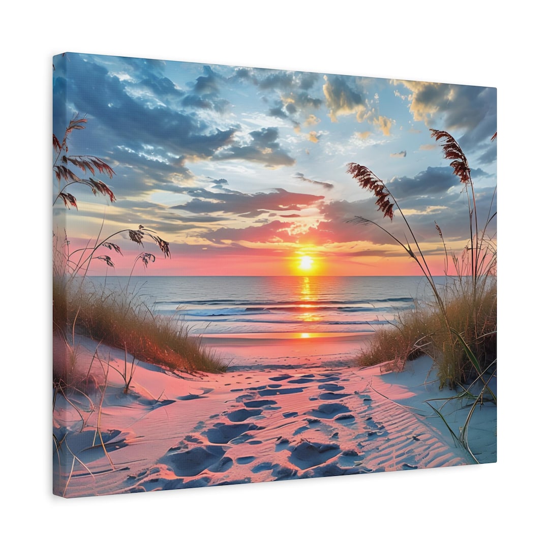 Sunset Beach Canvas Print: Coastal Wall Art for Relaxing Nautical Home ...