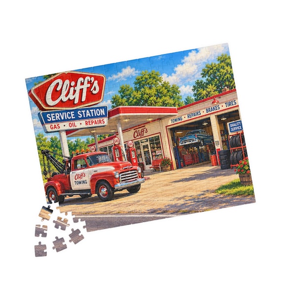 Vintage Cliff's Service Station Puzzle - Classic Americana Jigsaw