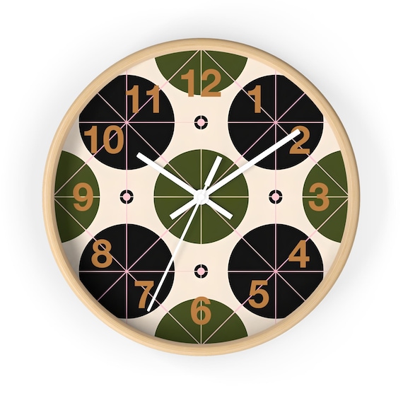 Geometric Wood Wall Clock - Modern Colorful Home Decor Timepiece