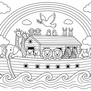 Noah's Ark Bible Coloring Page – Printable VBS Activity (PDF Download)