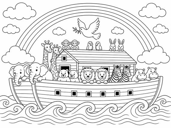 Noah's Ark Bible Coloring Page – Printable VBS Activity (PDF Download)