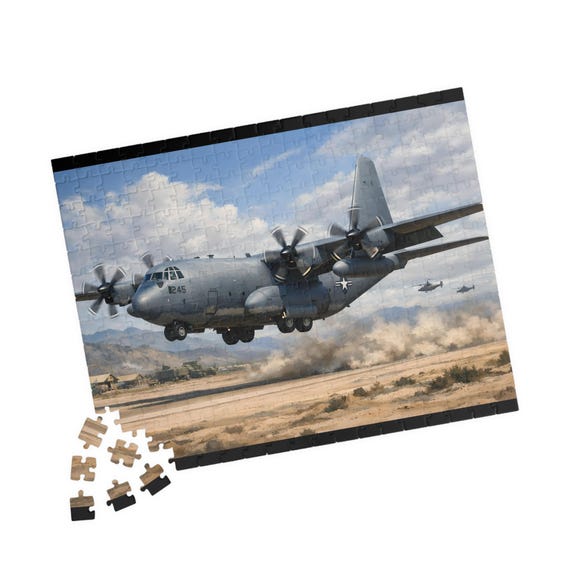 C-130 Military Transport Aircraft Puzzle 110-520 Piece Jigsaw Aviation Enthusiast Gift Airplane Hobby Decor