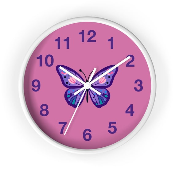 Whimsical Butterfly Wall Clock - Colorful Kids Room Decor, Nature Lover Gift for Children's Nursery