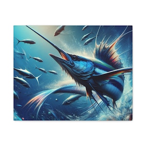 Vibrant Sea Life Canvas Art: Nautical Ocean Decor, Fishing Gift