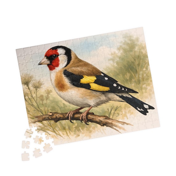 European Goldfinch Illustration Puzzle | Bird Jigsaw Puzzle 110/252/520 Pieces