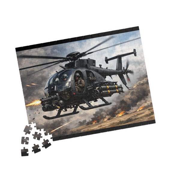 Attack Helicopter Puzzle 110 to 520 Piece | Military Aircraft Jigsaw | MH-6 Little Bird